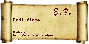 Endl Vince névjegykártya